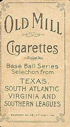 1909-11 American Tobacco Company T206 White Border #NNO Pat Paige Back