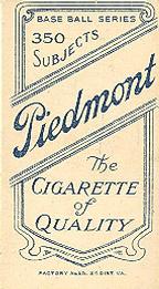 1909-11 American Tobacco Company T206 White Border #NNO Charlie Rhodes Back