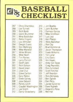 1985 Donruss #3 Checklist: 235-338 Back