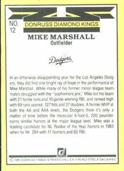 1985 Donruss #12 Mike Marshall Back