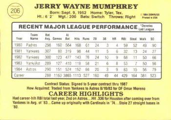 1985 Donruss #206 Jerry Mumphrey Back