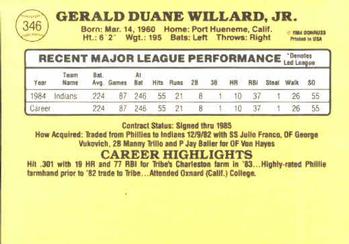 1985 Donruss #346 Jerry Willard Back