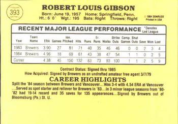 1985 Donruss #393 Bob Gibson Back