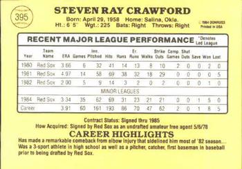 1985 Donruss #395 Steve Crawford Back