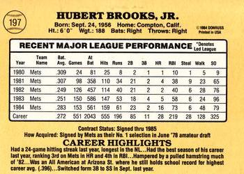 1985 Donruss #197 Hubie Brooks Back