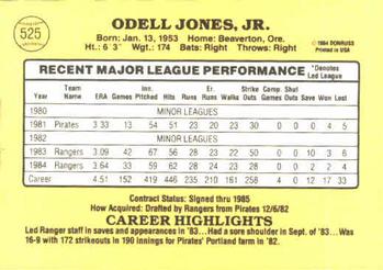 1985 Donruss #525 Odell Jones Back