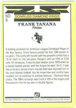 1985 Donruss #9 Frank Tanana Back