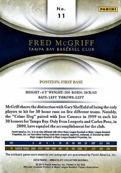 2014 Panini Immaculate Collection - Immaculate Autograph Materials #11 Fred McGriff Back