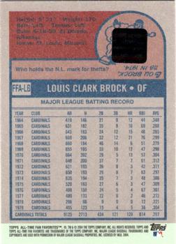2004 Topps All-Time Fan Favorites - Autographs #FFA-LB Lou Brock Back