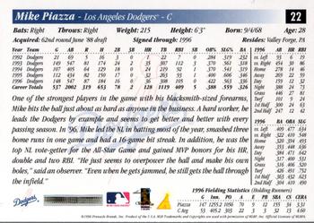 1997 Score #22 Mike Piazza Back