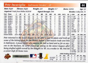 1997 Score #44 Pete Incaviglia Back