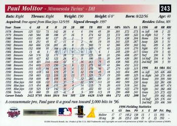 1997 Score #243 Paul Molitor Back