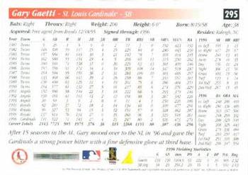 1997 Score #295 Gary Gaetti Back