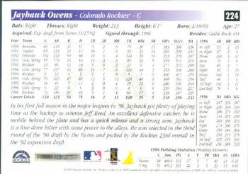 1997 Score #224 Jayhawk Owens Back