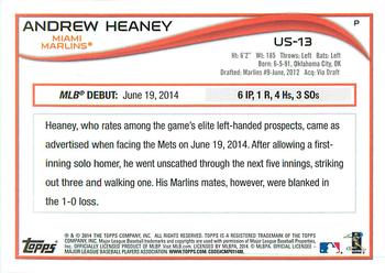 2014 Topps Update - Walmart Blue Border #US-13 Andrew Heaney Back
