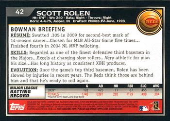 2010 Bowman #42 Scott Rolen Back