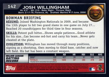 2010 Bowman #142 Josh Willingham Back