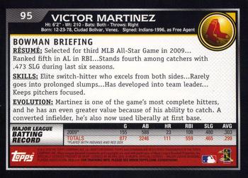 2010 Bowman #95 Victor Martinez Back