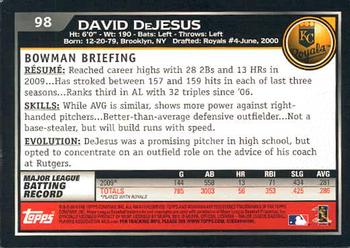 2010 Bowman #98 David DeJesus Back