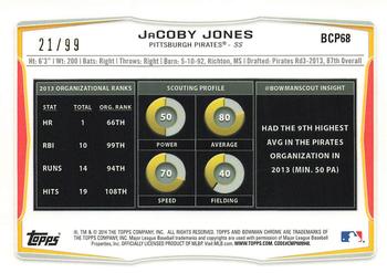 2014 Bowman Chrome - Prospects Bubble Refractors #BCP68 JaCoby Jones Back