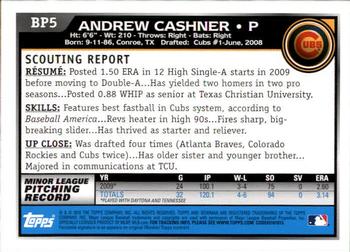 2010 Bowman - Prospects #BP5 Andrew Cashner Back