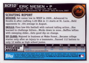 2010 Bowman - Chrome Prospects #BCP32 Eric Niesen Back