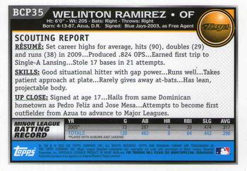 2010 Bowman - Chrome Prospects #BCP35 Welinton Ramirez Back