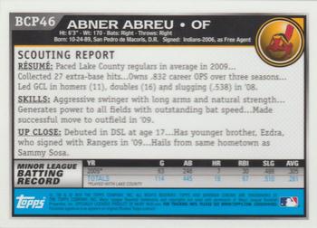 2010 Bowman - Chrome Prospects #BCP46 Abner Abreu Back