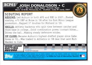 2010 Bowman - Chrome Prospects #BCP61 Josh Donaldson Back