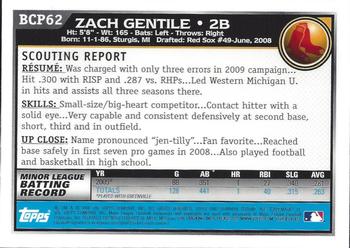 2010 Bowman - Chrome Prospects #BCP62 Zach Gentile Back