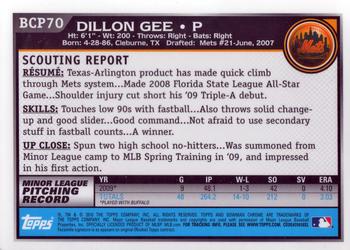 2010 Bowman - Chrome Prospects #BCP70 Dillon Gee Back