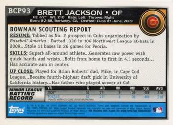2010 Bowman - Chrome Prospects #BCP93 Brett Jackson Back