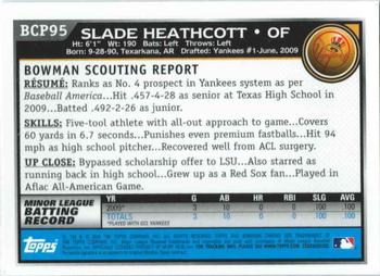 2010 Bowman - Chrome Prospects #BCP95 Slade Heathcott Back
