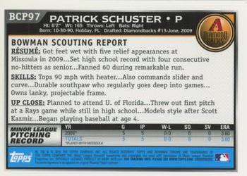 2010 Bowman - Chrome Prospects #BCP97 Patrick Schuster Back