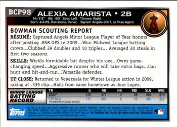 2010 Bowman - Chrome Prospects #BCP98 Alexi Amarista Back