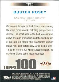 2010 Bowman - Topps 100 Prospects #TP20 Buster Posey Back
