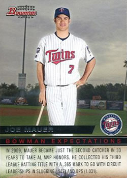 2010 Bowman - Bowman Expectations #BE13 Joe Mauer / Buster Posey Front