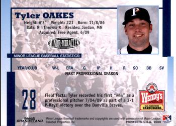 2009 Grandstand Princeton Rays #NNO17 Tyler Oakes Back