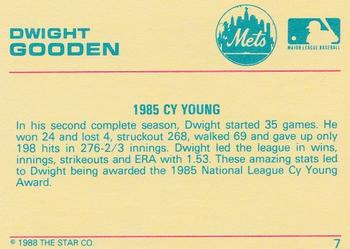 1989 Star Dwight Gooden (Orange) #7 Dwight Gooden Back