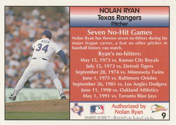 1993 Pacific Nolan Ryan Limited Edition #9 Nolan Ryan Back