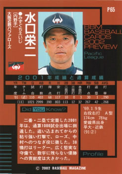 2002 BBM Preview #P65 Eiji Mizuguchi Back