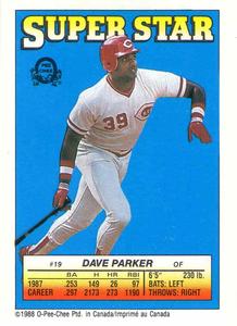1988 O-Pee-Chee Stickers - Super Star Backs #19 Dave Parker Front
