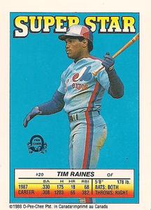 1988 O-Pee-Chee Stickers - Super Star Backs #20 Tim Raines Front
