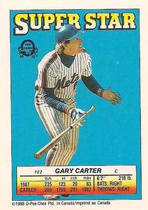 1988 O-Pee-Chee Stickers - Super Star Backs #22 Gary Carter Front