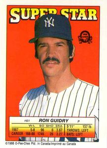 1988 O-Pee-Chee Stickers - Super Star Backs #61 Ron Guidry Front