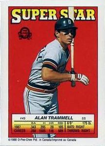 1988 O-Pee-Chee Stickers - Super Star Backs #45 Alan Trammell Front