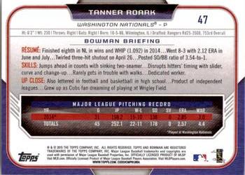 2015 Bowman #47 Tanner Roark Back