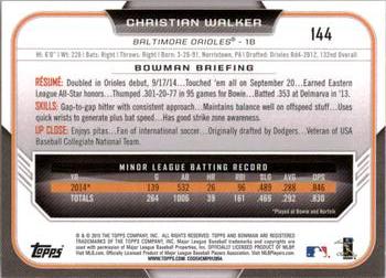 2015 Bowman #144 Christian Walker Back