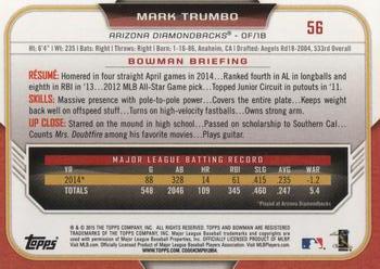 2015 Bowman #56 Mark Trumbo Back
