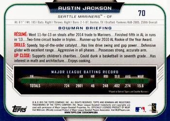 2015 Bowman #70 Austin Jackson Back